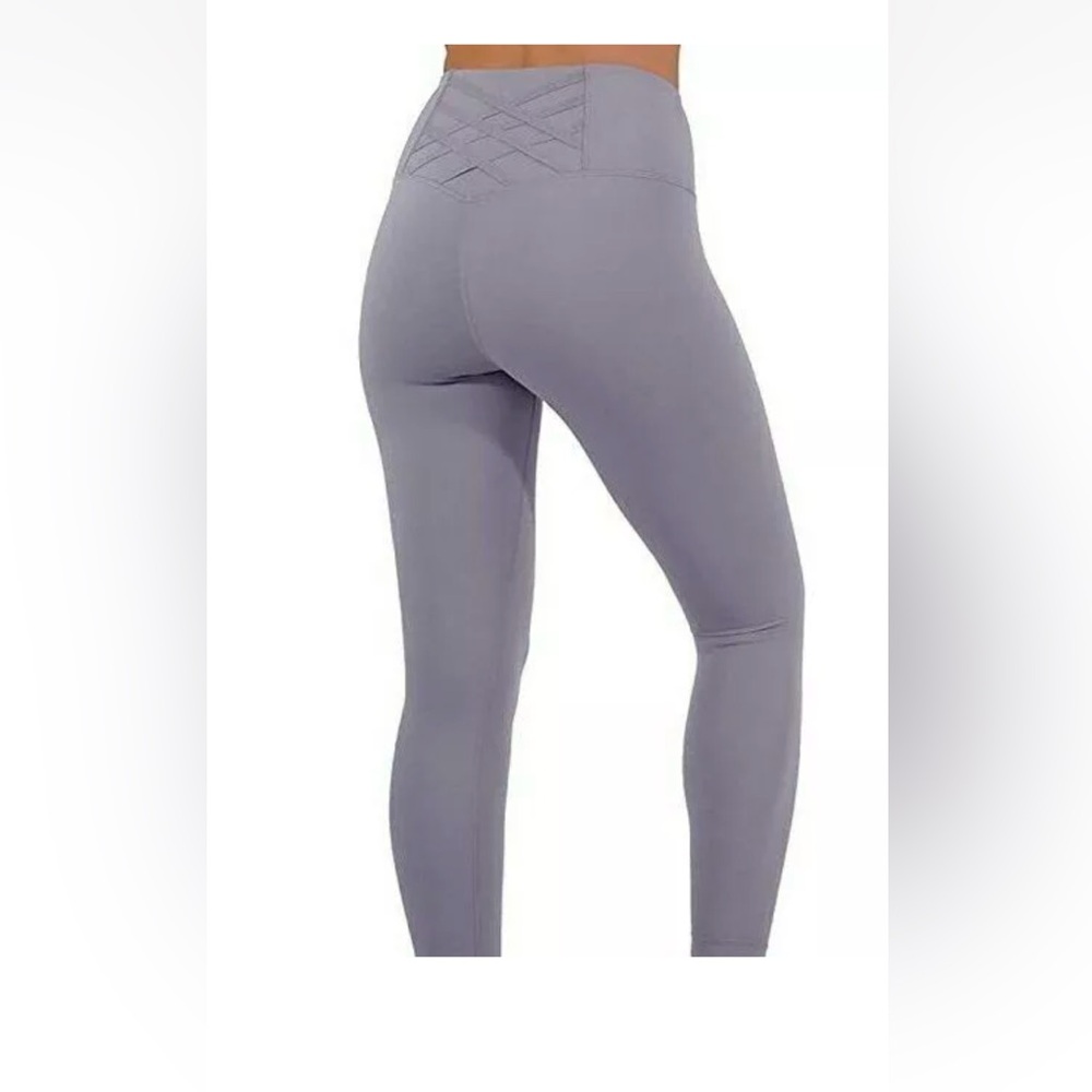 Yogalicious cross cross tie back leggings in aqua
